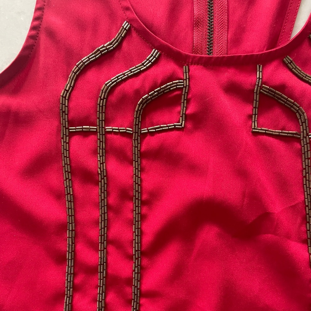 Beaded Red Tank Blouse - Picture 2 of 7